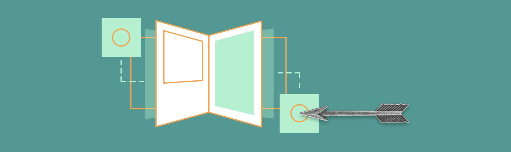 Illustration of book pages and arrow pointing at it