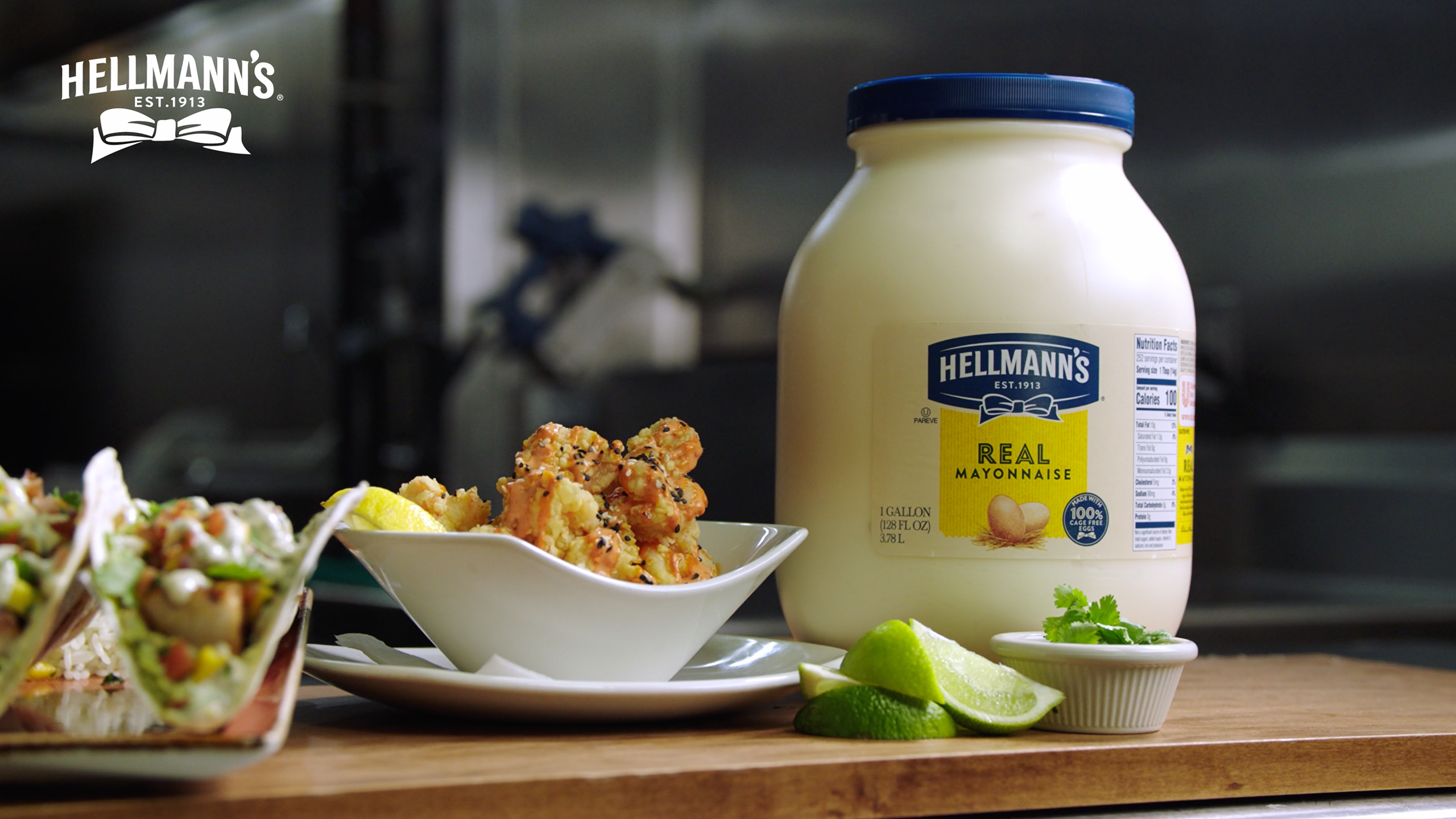 Hellmann's Real Mayonnaise jar next to recipe