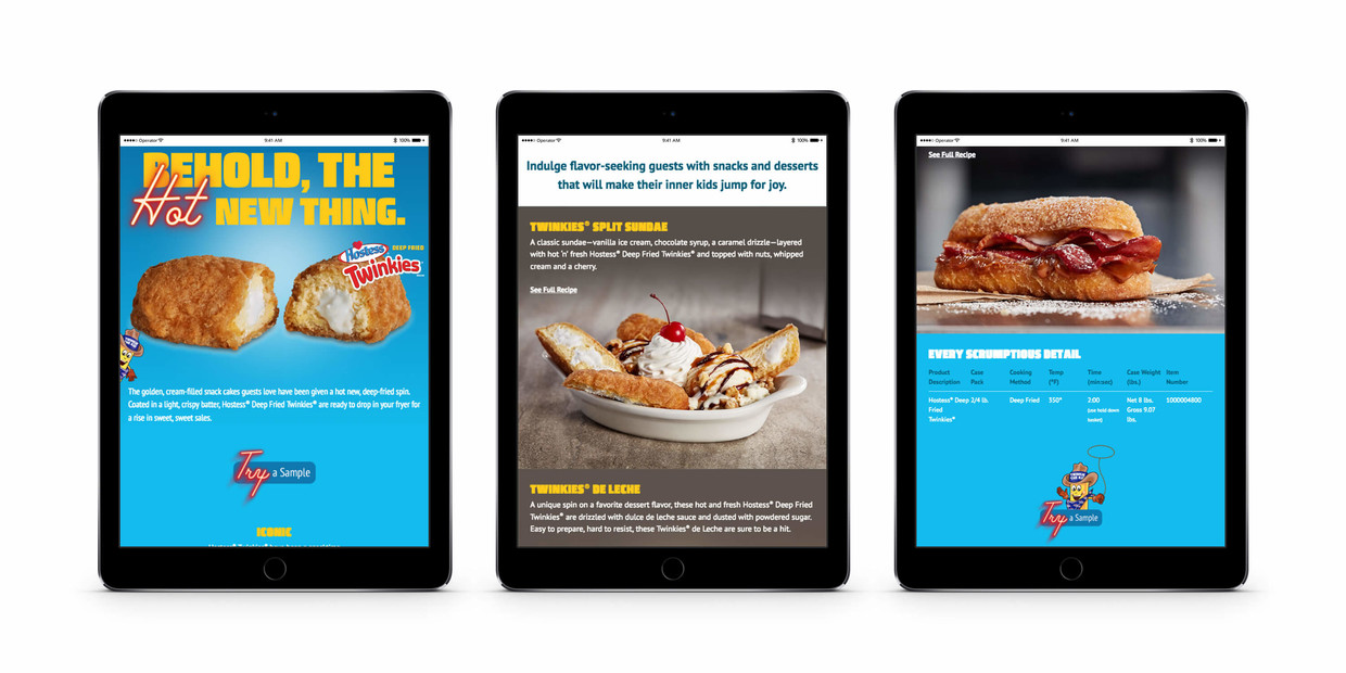 Hostess Deep Fried Twinkie landing page on a tablet