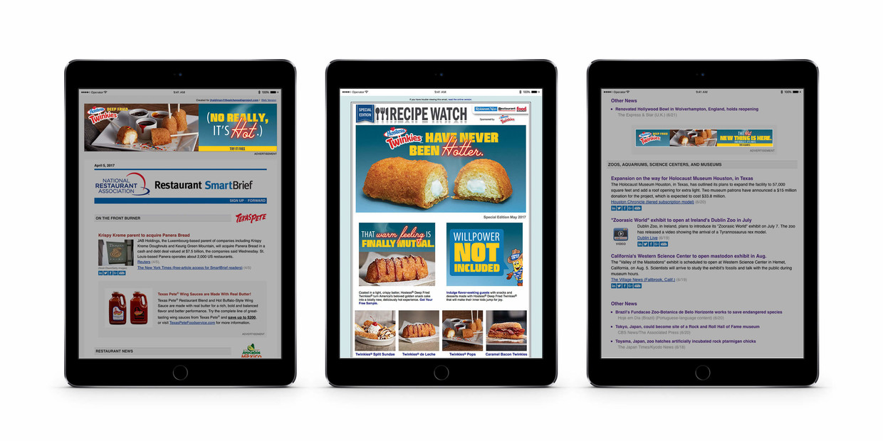 Hostess Deep Fried Twinkies digital ads on tablet